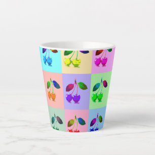 Kleurrijke kersen - Pop kunst Latte Mok