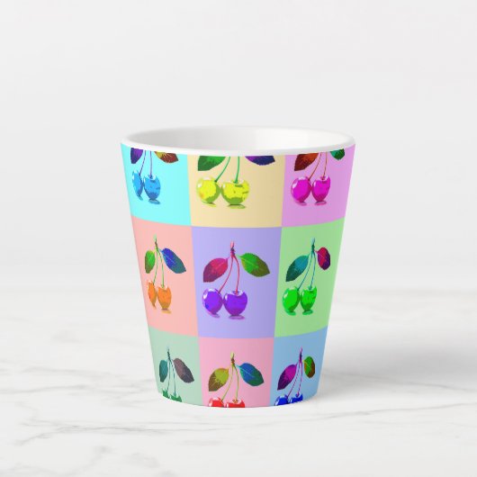 Kleurrijke kersen - Pop kunst Latte Mok (Voorkant)