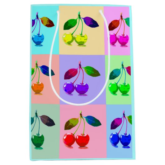 Kleurrijke kersen - Pop kunst Medium Cadeauzakje (Voorkant)