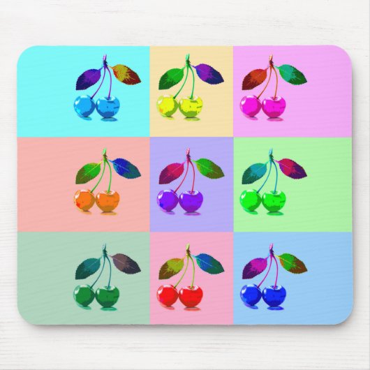Kleurrijke kersen - Pop kunst Muismat (Voorkant)
