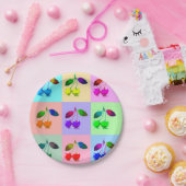 Kleurrijke kersen - Pop kunst Papieren Bordje (Feest)