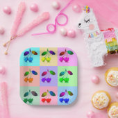 Kleurrijke kersen - Pop kunst Papieren Bordje (Feest)