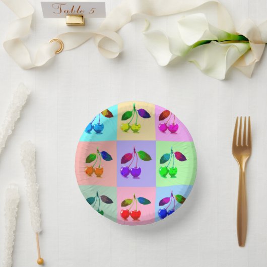 Kleurrijke kersen - Pop kunst Papieren Kommen (Huwelijk)