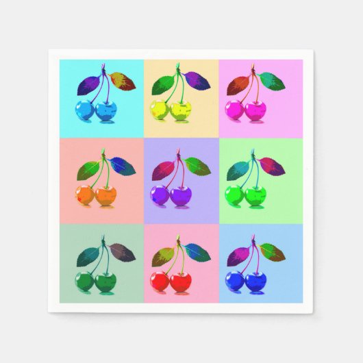 Kleurrijke kersen - Pop kunst Servet (Voorkant)