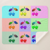 Kleurrijke kersen - Pop kunst Sherpa Deken (Voorkant (horizontaal))