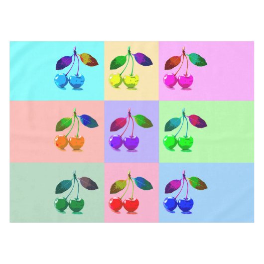 Kleurrijke kersen - Pop kunst Tafelkleed (Voorkant (Horizontaal))