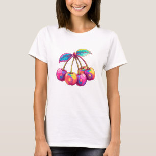 Kleurrijke kersen t-shirt