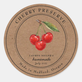 Kleurrijke kersenjam Kraft papieren pot label