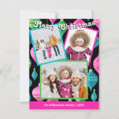 Kleurrijke Kerst 3 Foto Collage Feestdagenkaart (Voorkant)