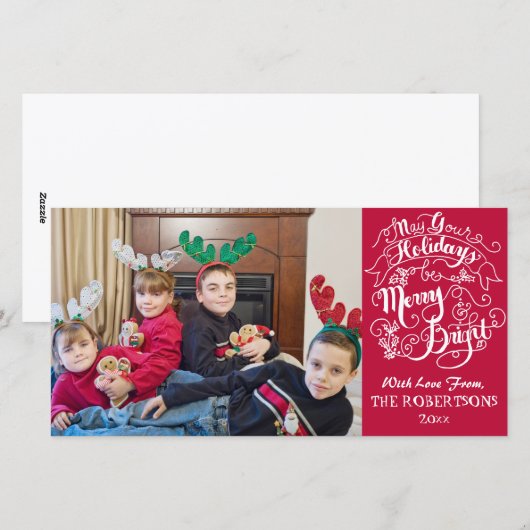 Kleurrijke Kerst Aqua Modern Foto Kerstmis Feestdagenkaart (Voorkant / Achterkant)