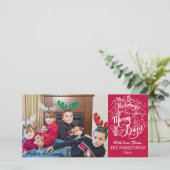 Kleurrijke Kerst Aqua Modern Foto Kerstmis Feestdagenkaart (Staand voorkant)