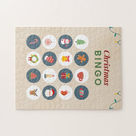 Kleurrijke Kerst Bingo puzzel (Horizontaal)