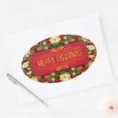 Kleurrijke Kerst Bloem Ovaal Sticker (Envelop)
