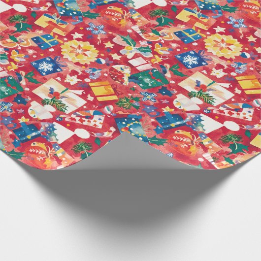 Kleurrijke kerst cadeaupapier (Hoek)