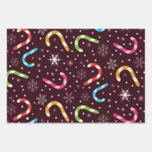 Kleurrijke Kerst Candy Canes met Sneeuwvlokken Inpakpapier Vel (Voorkant 3)