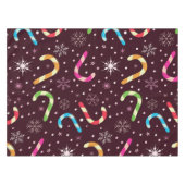 Kleurrijke Kerst Candy Canes met Sneeuwvlokken Tafelkleed (Voorkant (Horizontaal))