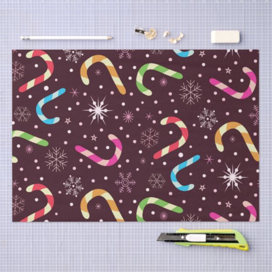 Kleurrijke Kerst Candy Canes met Sneeuwvlokken Tissuepapier (Craft)