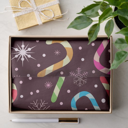 Kleurrijke Kerst Candy Canes met Sneeuwvlokken Tissuepapier (Geschenk)