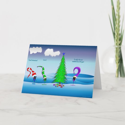 Kleurrijke Kerst Cartoon Kaart (Voorkant)