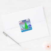 Kleurrijke Kerst Cartoon Vierkante Sticker (Envelop)