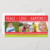 Kleurrijke Kerst Chevron Strepen 3 Foto Kaart (Voorkant / Achterkant)