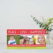 Kleurrijke Kerst Chevron Strepen 3 Foto Kaart (Staand voorkant)