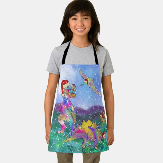 Kleurrijke kerst dinosaurussen schort (Insitu)