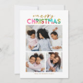 Kleurrijke Kerst Drie Fotocollage Feestdagenkaart (Voorkant)