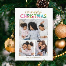 Kleurrijke Kerst Drie Fotocollage Feestdagenkaart