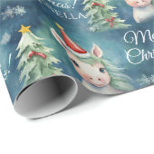 Kleurrijke Kerst Eenhoorn Cadeaupapier (Rol Hoek)