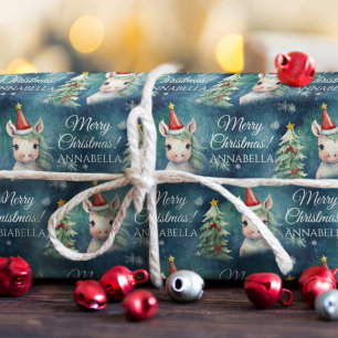 Kleurrijke Kerst Eenhoorn Cadeaupapier