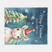 Kleurrijke Kerst Eenhoorn Custom Fleece Deken (Voorkant (Horizontaal))