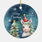 Kleurrijke Kerst Eenhoorn Gepersonaliseerd Keramisch Ornament (Achterkant)