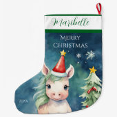 Kleurrijke Kerst Eenhoorn Grote Kerstsok (Achterkant)