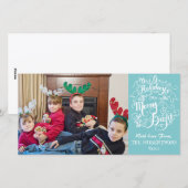 Kleurrijke Kerst Feestdagen Aqua Moderne Foto Kers Feestdagenkaart (Voorkant / Achterkant)