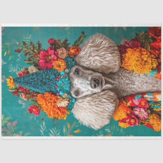 Kleurrijke kerst Franse poedel decoupage Tissuepapier (Voorkant)