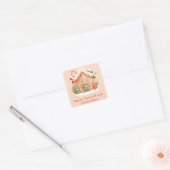 Kleurrijke kerst Gengperkoek  Vierkante Sticker (Envelop)