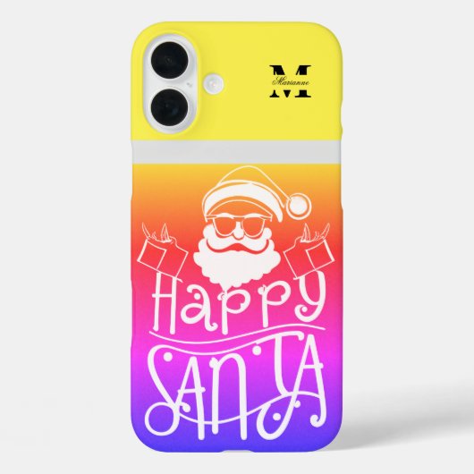 Kleurrijke Kerst gepersonaliseerde naam en initiaa Case-Mate iPhone Case (Achterkant)
