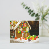 Kleurrijke Kerst Gingerbread House Feestdagenkaart (Staand voorkant)
