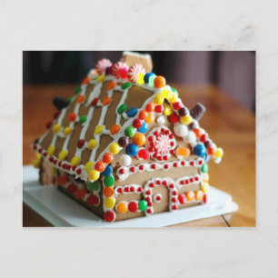 Kleurrijke Kerst Gingerbread House Feestdagenkaart