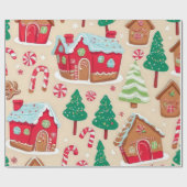Kleurrijke Kerst Gingerbread Houses Tree Pattern Cadeaupapier (Vlak)