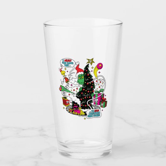 Kleurrijke Kerst Grafische Grinch Glas (Voorkant)