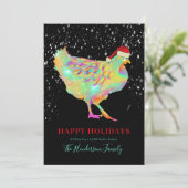 Kleurrijke kerst hen Voeg naam toe Feestdagenkaart (Staand voorkant)