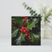 Kleurrijke Kerst-holly kerstkaart (Staand voorkant)