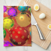 Kleurrijke Kerst Jamboree Theedoek (Quarter Fold)