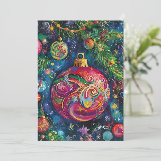 Kleurrijke kerst Kaart (Staand voorkant)