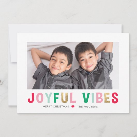 Kleurrijke Kerst Kaart met Joyful Vibes Editable F (Voorkant)