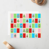 Kleurrijke kerst Kaart Notitiekaartje (Voorkant / Achterkant in situ)