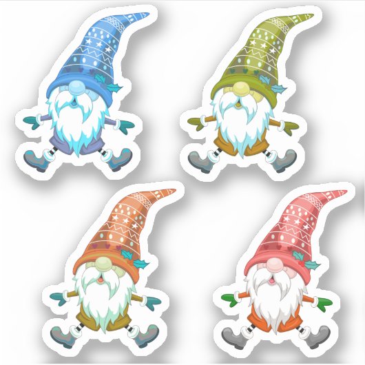 Kleurrijke kerst kabouter Vinyl stickers (Voorkant)