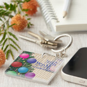 Kleurrijke Kerst Kantoor Art Sleutelhanger (Voorkant Rechts)